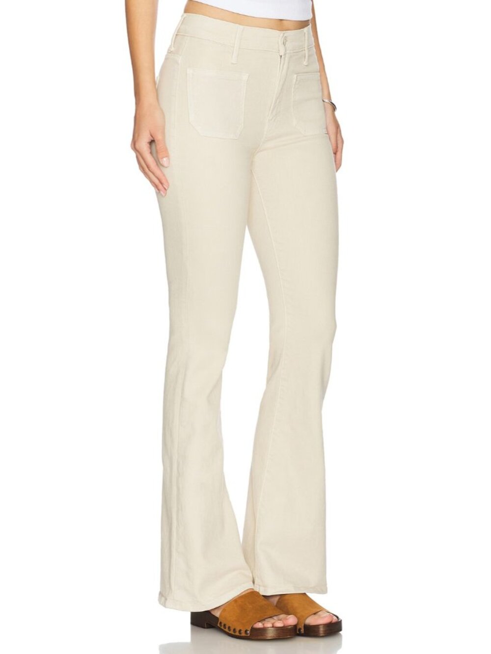 NWT Mother The Patch Pocket Weekender in Wacky Khaki Stretch Flare Jeans 29